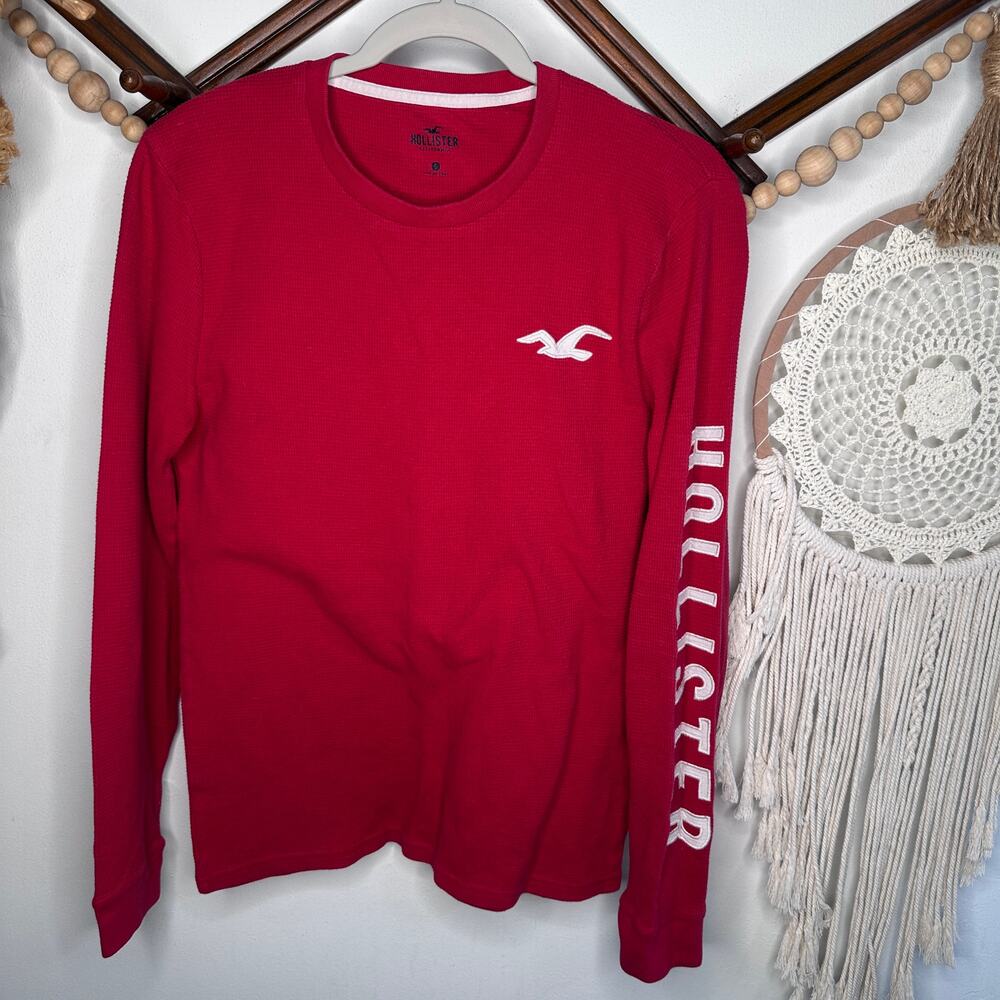 Vintage Y2K Hollister Red  Spell Out Thermal Long Sleeve Top